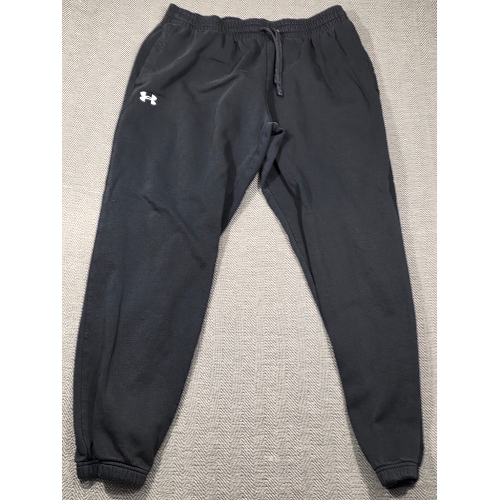 Under Armour Mens XL Rival Fleece Joggers Black‎ Athletic Sweatpants Drawstring